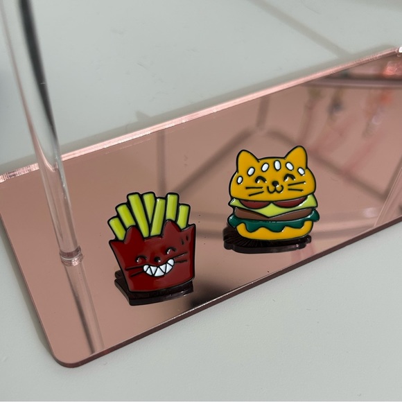 Cute Cat Burger and Fries Enamel Pins - Picture 3 of 8